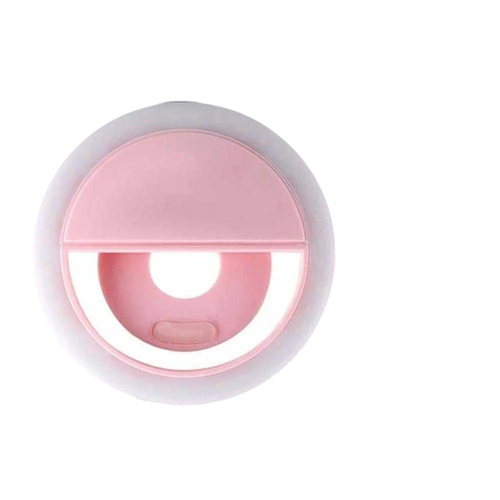

1pc Battery Powered Led Selfie Ring Light Mobile Phone Lens Lamp Adjustable Live Brightness Portable Selfie Fill Ring Light Battery not included рожевий