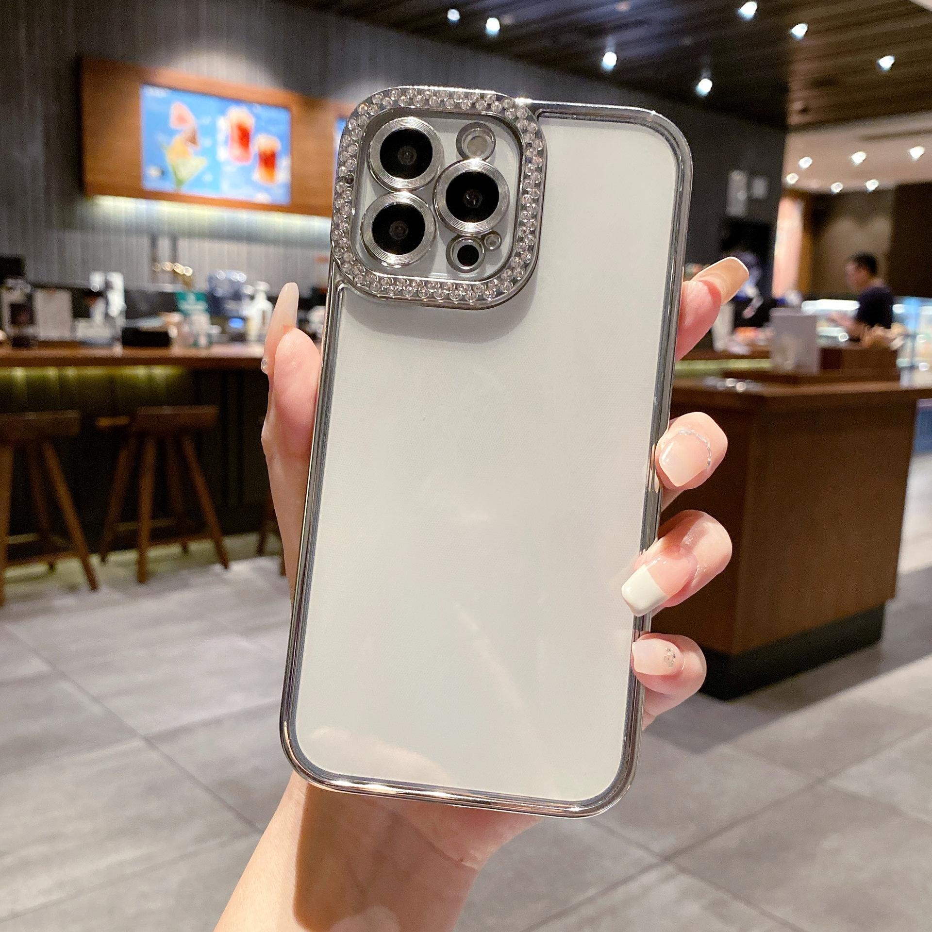 

Edge Diamond Small Fragrant Silver for IPhone15promax for Apple 14 Phone Case 13 Electroplating 12 Soft Case 11 Creativity For iPhone 17PROMAX