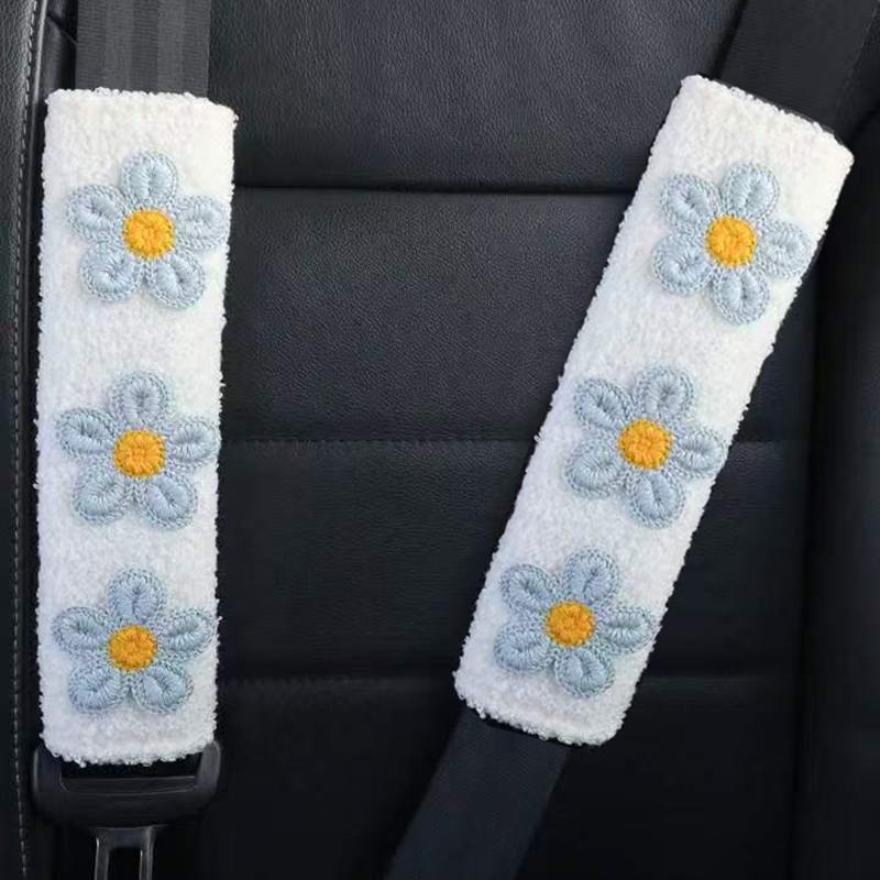 

2 шт. Маленький Цветок Защита Плеча Аксессуары для Салона Автомобиля Женские Плюшевые Креативные Чехлы на Ремни Безопасности Аксессуары для Интерьера Девушка