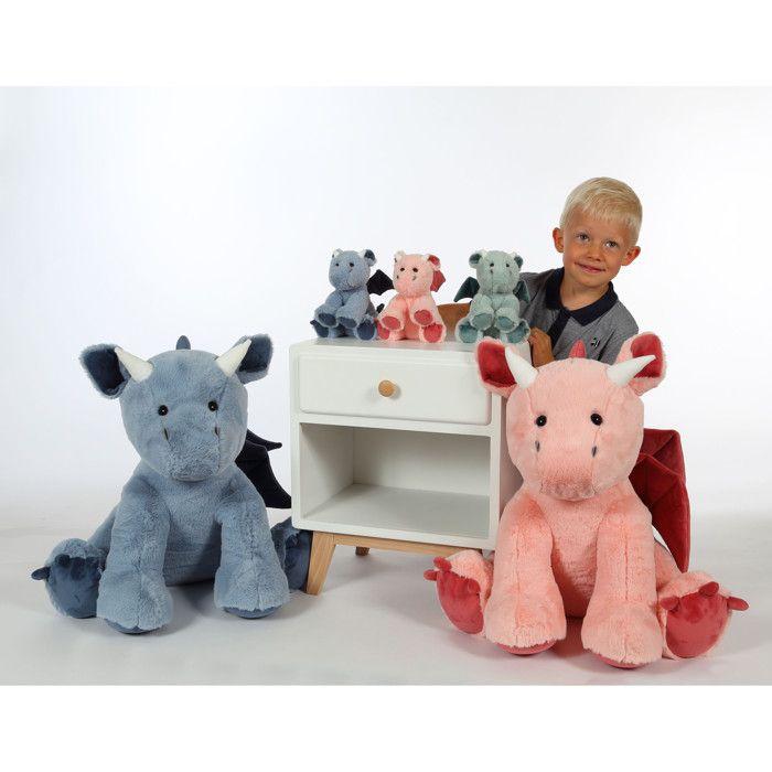 Peluche - peluche dragon trendy rose poudré - 16 cm