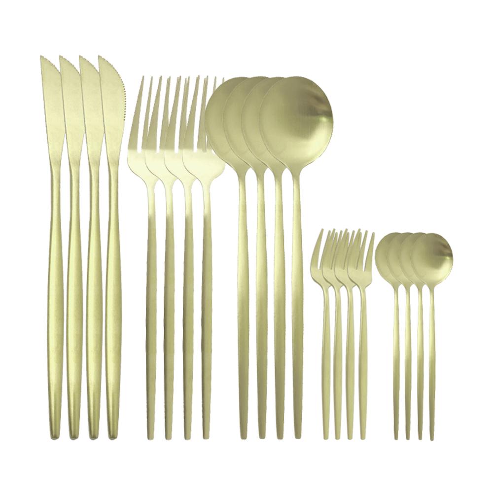Set di posate multicolore da 20 pezzi, set di stoviglie, coltello da cena, forchetta da torta, argenteria arcobaleno in acciaio inossidabile 304, set per la tavola della casa