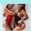 Elegant Women's One-piece Swimsuit With Deep-v Design And Padded Bra For Stylish Beach Adventures