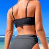 New Solid Color Pit Strip Hemming Sexy Bikini Swimsuit Swimsuit Women