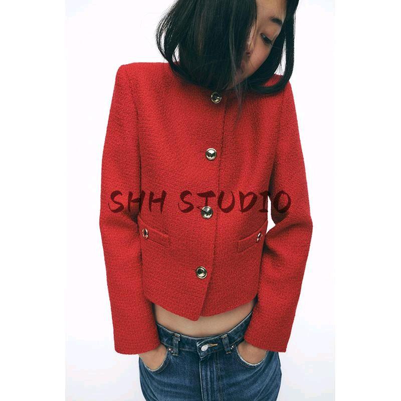 Spring New Women's Clothing Classic Style Gold Button Decorative Texture Short Casual Suit Jacket 9052719