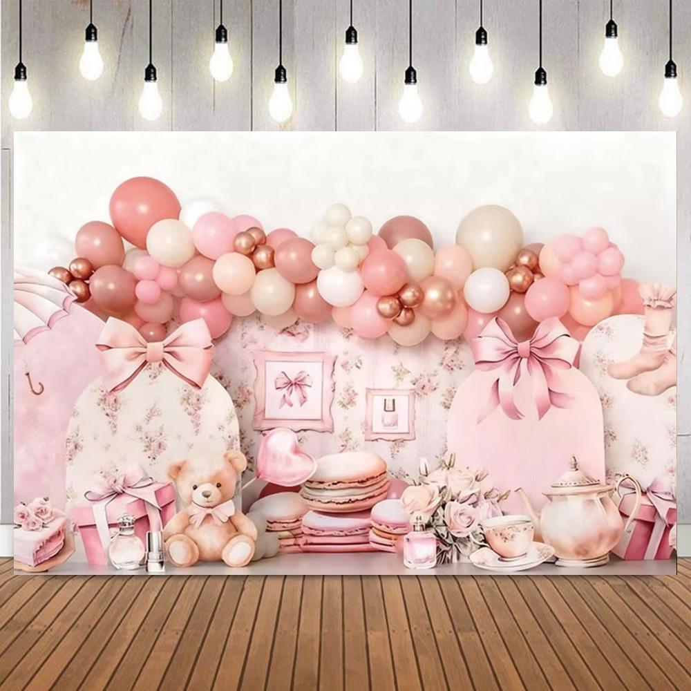 Balloons Cake Smash 1st Birthday Photography Backdrop Kids Baby Baby Shower Newborn Birthday Party Background Photo Studio Props8