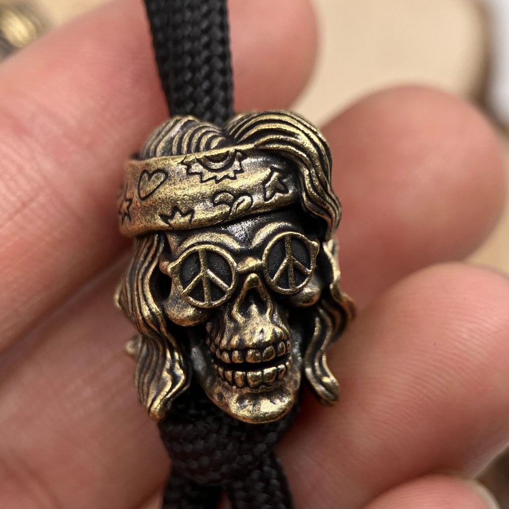 Punk Skull Brass Knife Beads EDC Outdoor DIY Bracelets Accessories Umbrella Rope Woven Lanyard Pendants