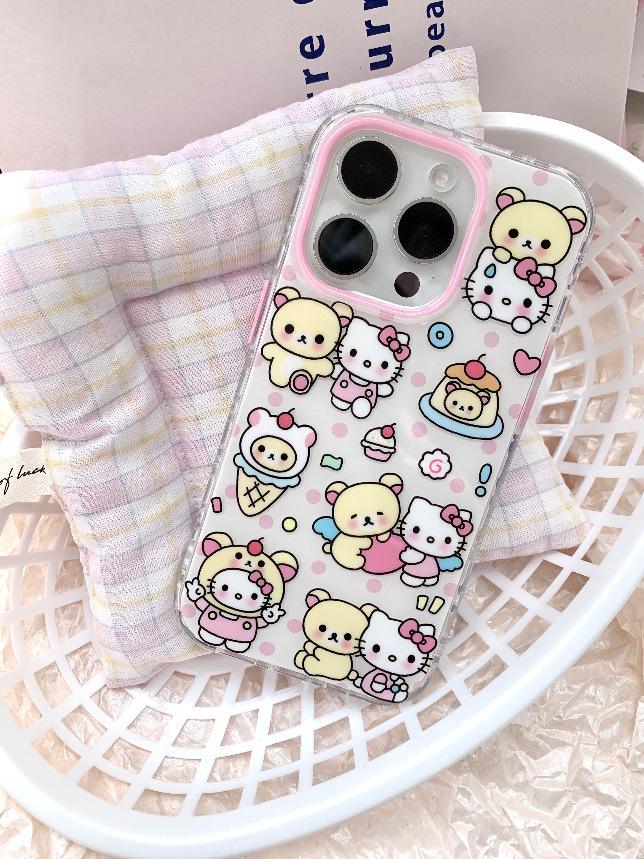 

Luxury Kitty & Rilakkuma iPhone 17 Air/16 Pro Max Case 14 Pro Max розовый