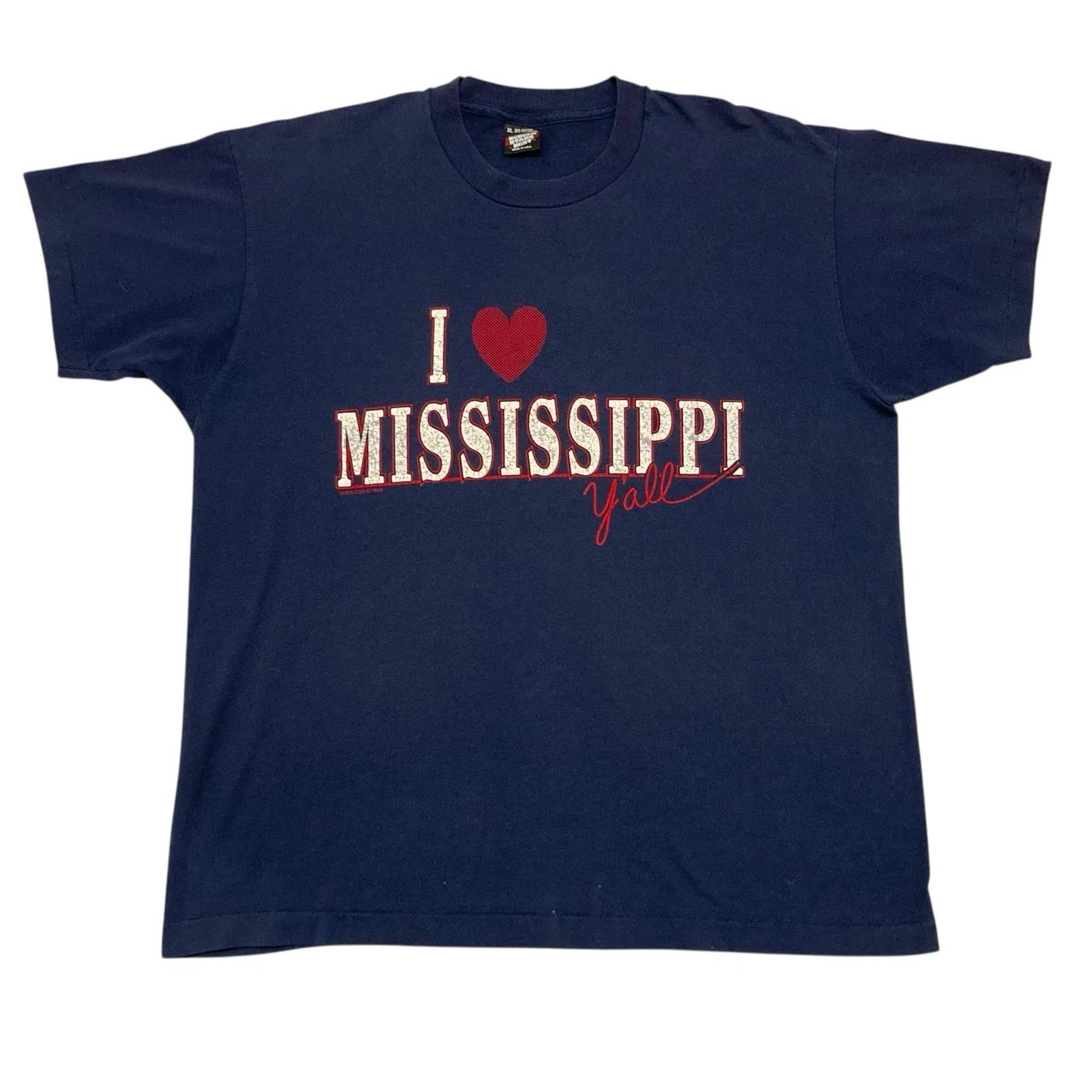 

VTG I Love Mississippi Y all Single Stitch T-shirt XL Screen Stars Made in USA 4XL