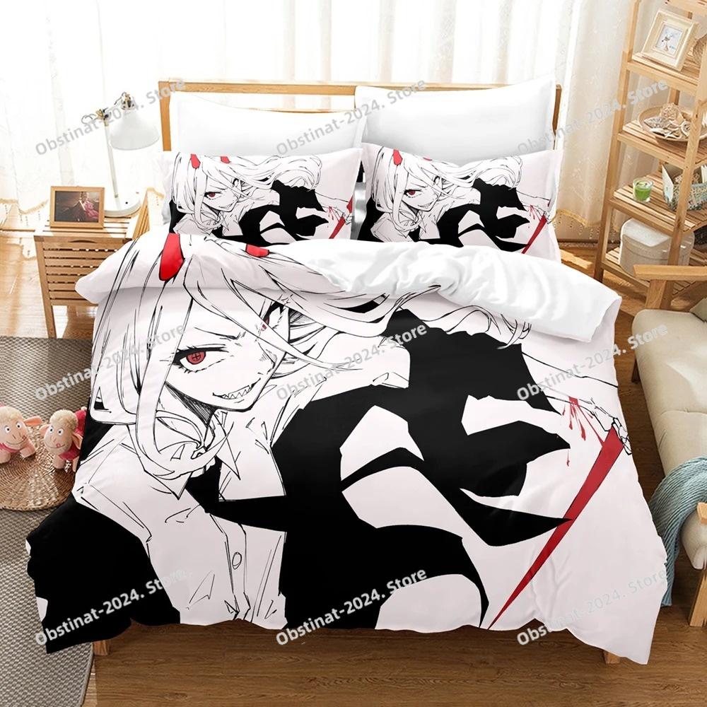 Girls Chainsaw Man Makima Bedding Set Printed Bed Set Duvet Cover Sheet Pillowcase Soft Quilt Cover Full Queen King Size