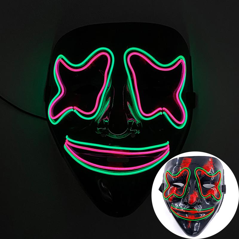 Wireless Scary Glowing Mask LED Luminous Purge Mask Halloween Carnival Light Up Cosplay Party Mask Festival Costume Supplies