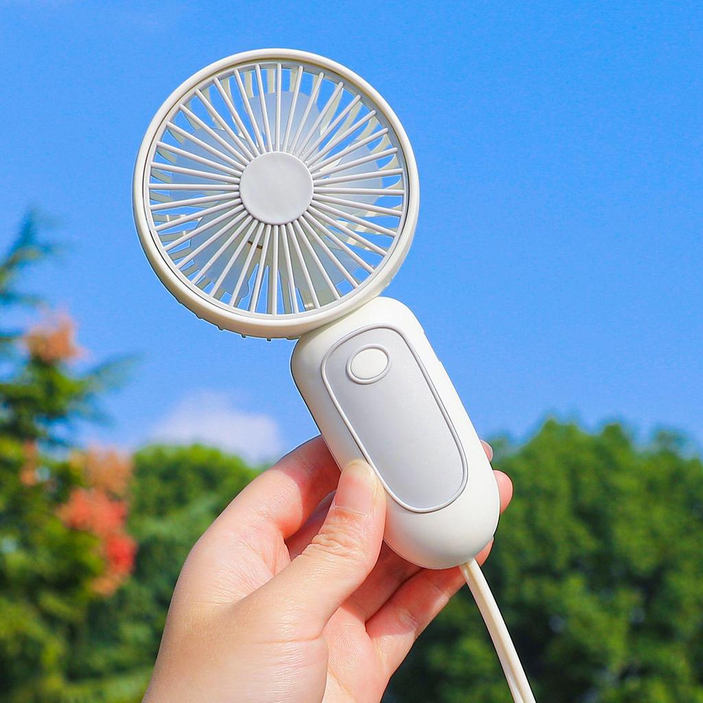 2026 USB Rechargeable Compact Handheld Lanyard Fan - Fresh Style & Portable Gift