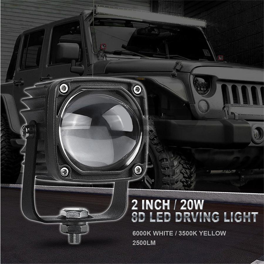2Pcs 2" Square 20W LED Work Lights Spot Driving Fog Lamp For Car Truck Boat ATV