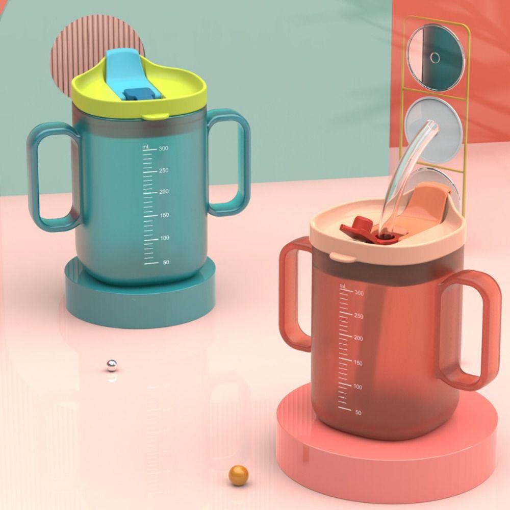 Double Handle Elderly Care Cup with Straw Baby Feeding Cup Portable Dysphagia Regulating Cup