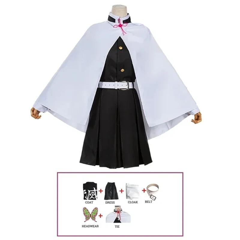 Adult Kids Anime Demon Slayer Kimetsu No Yaiba Woman Kimono Tsuyuri Kanao Cosplay Costume Butterfly Headdress