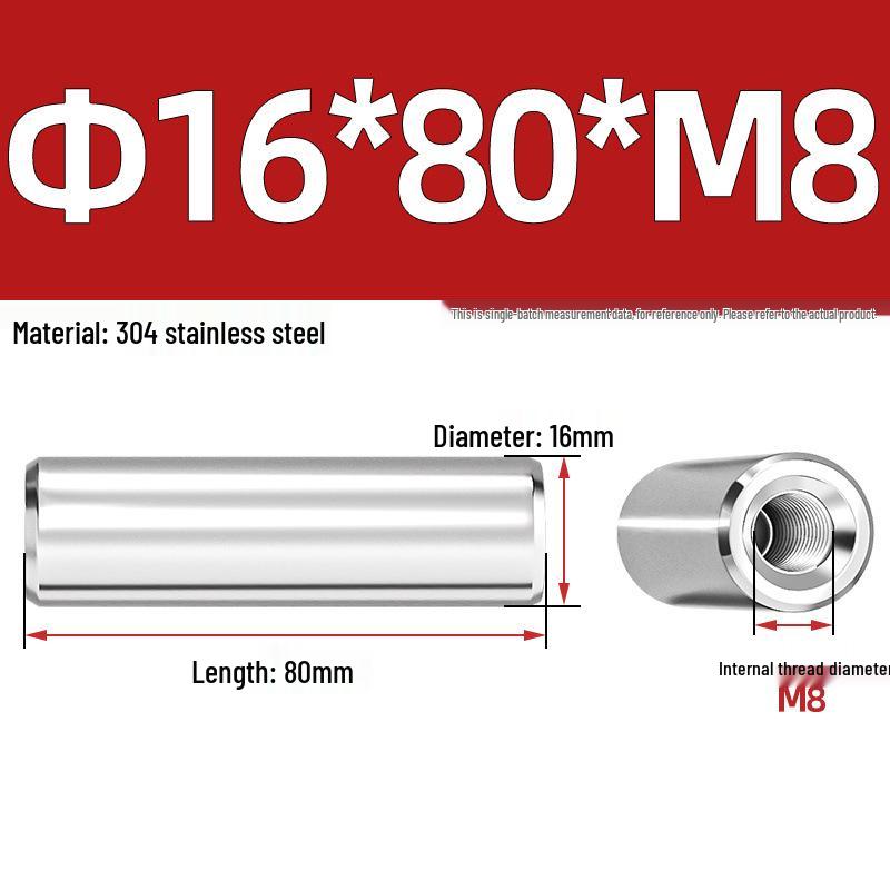 Pin Cilindric din Oțel Inoxidabil 304 cu Filet Interior M4/M6/M8 și Orificiu - Coloană de Suport și Ghidare