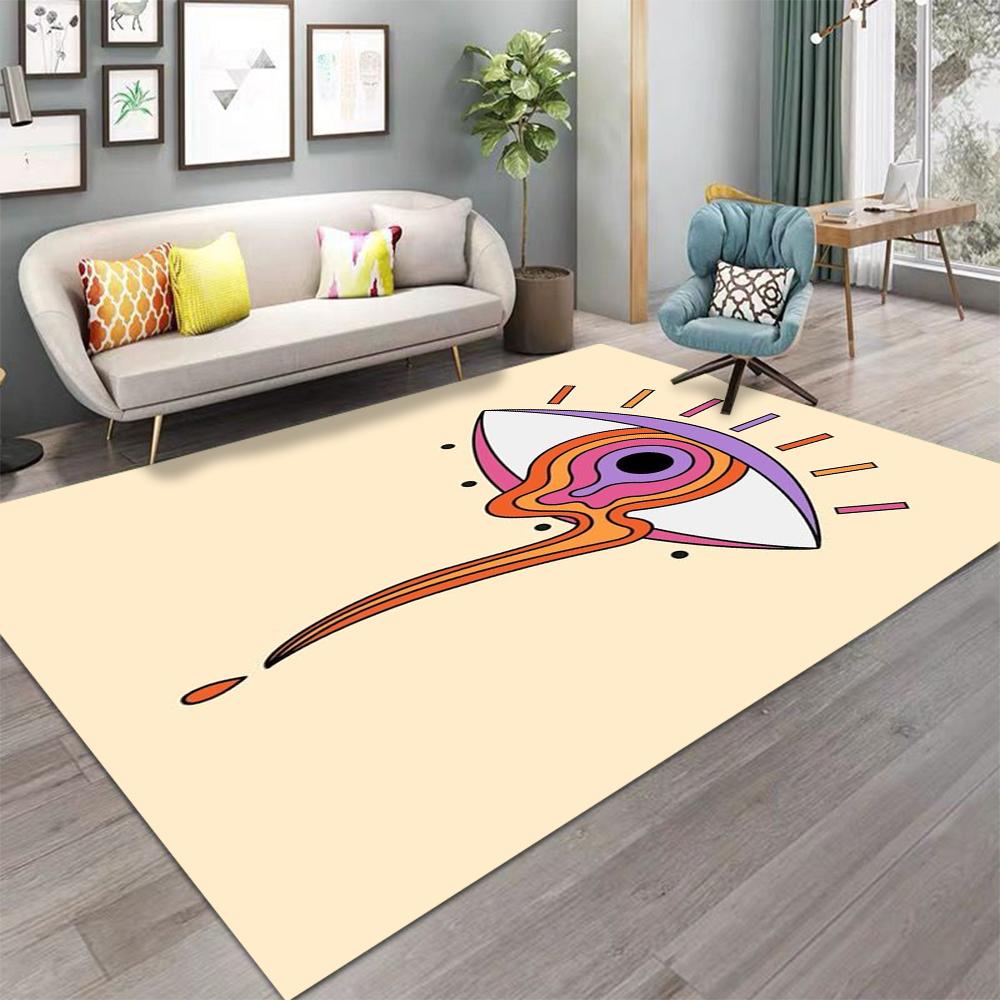 Vibrant 3D Area Rug Psychedelic Eye Mystical Third Eye Carpet for Living Room Bedroom Hallway Eye-Catching Rainbow Colors Decor