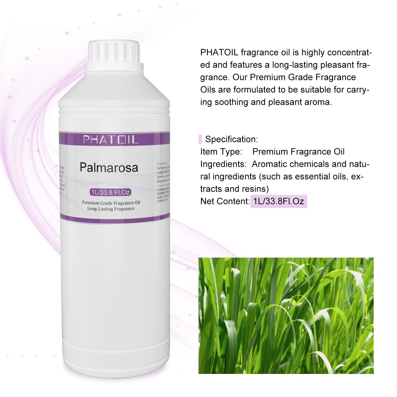 

PHATOIL 1000 мл/33,8 фл. унцій Ароматичні олії для дифузора, виготовлення свічок, парфумерії своїми руками, освіжувачів повітря, ідеальні для домашнього офісу в автомобілі Palmarosa