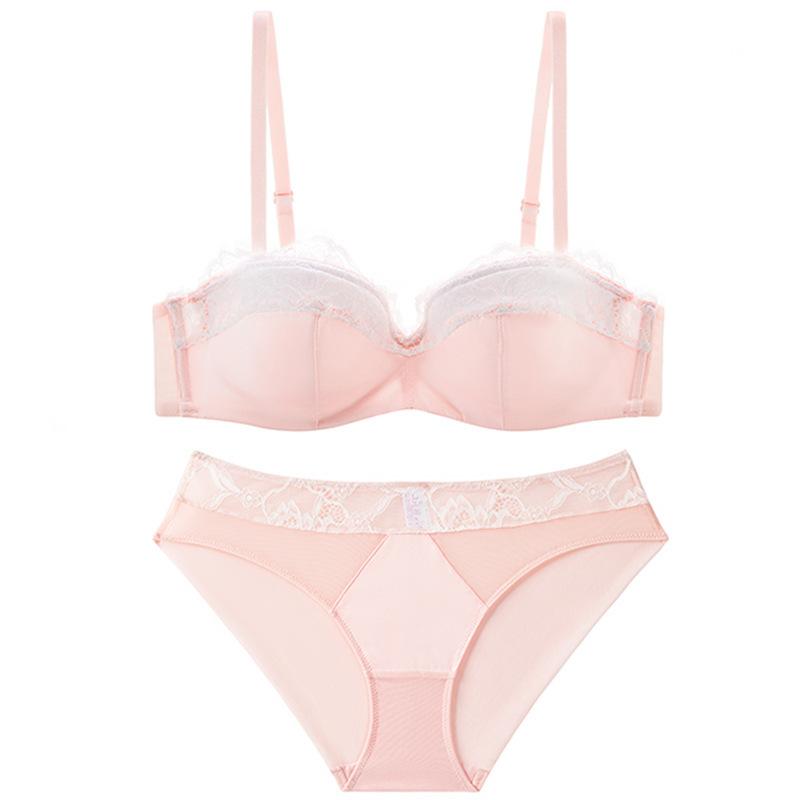 

Французское нижнее белье летнее тонкое полупрозрачное гладкое кружевное нижнее белье маленькая грудь выглядит большой с эффектом пуш-ап сексуальное нижнее белье бюстгальтер 70B розовый