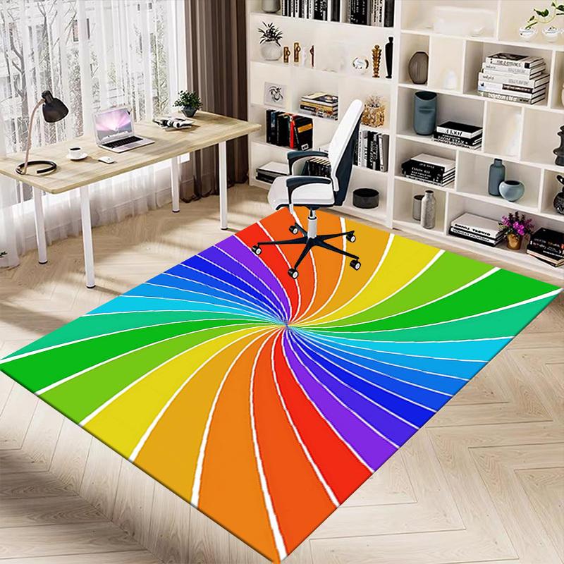 1PC rainbow spiral Extra Large Non Slip Floor carpet, Office, family, bedroom, Studio Large Area Rug Indoor Rugs, , Vibrant Colors