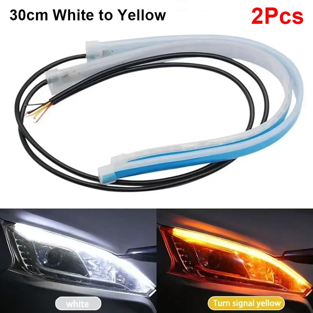 1/2Pcs 30cm DRL LED Strip RGB Turn Signal Durable Auto Headlights