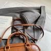 Elegant PU Leather Bowling Bag Solid Color Korean Style PU Boston Bag Handbag Large Capacity Sling Bag Outdoor