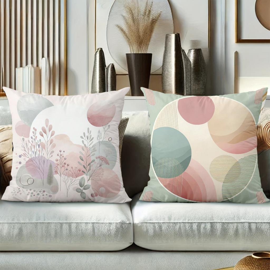 Floral Patterned Cushions Pastel Color Geometric Decor Polyester pillowcase, sofa decorative cushion cov Headboard Pillow