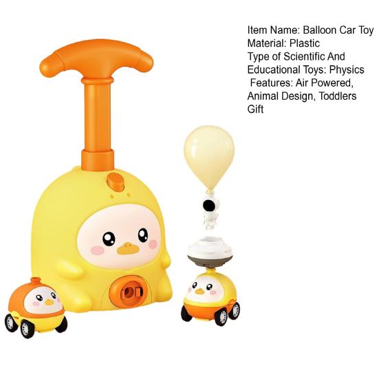 Tier-Luftbetriebenes Ballonauto-Spielzeug mit Pumpe Cartoon-Schwein Ente Robbe Ballonauto-Werfer Pädagogisch Kleinkinder Jungen Mädchen Fahrzeugspielzeug