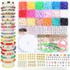 DIY Clay Beads Bracelet Making Kit Seed Beads Kit for Friendship Jewelry Making,Polymer Heishi Beads with Charms Gifts