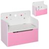 Storage Bench with Backrest in Wood for Children from 3-6 Years, 60x30x50 cm, Pink