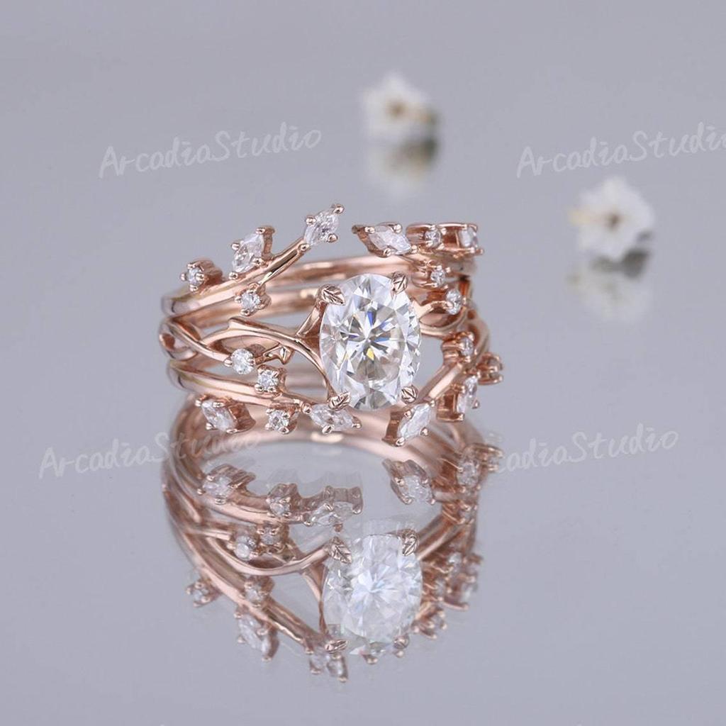 Rose Gold Diamond Princess Stackable Ring Set - European & American Fashion Women's Engagement & Proposal Ring