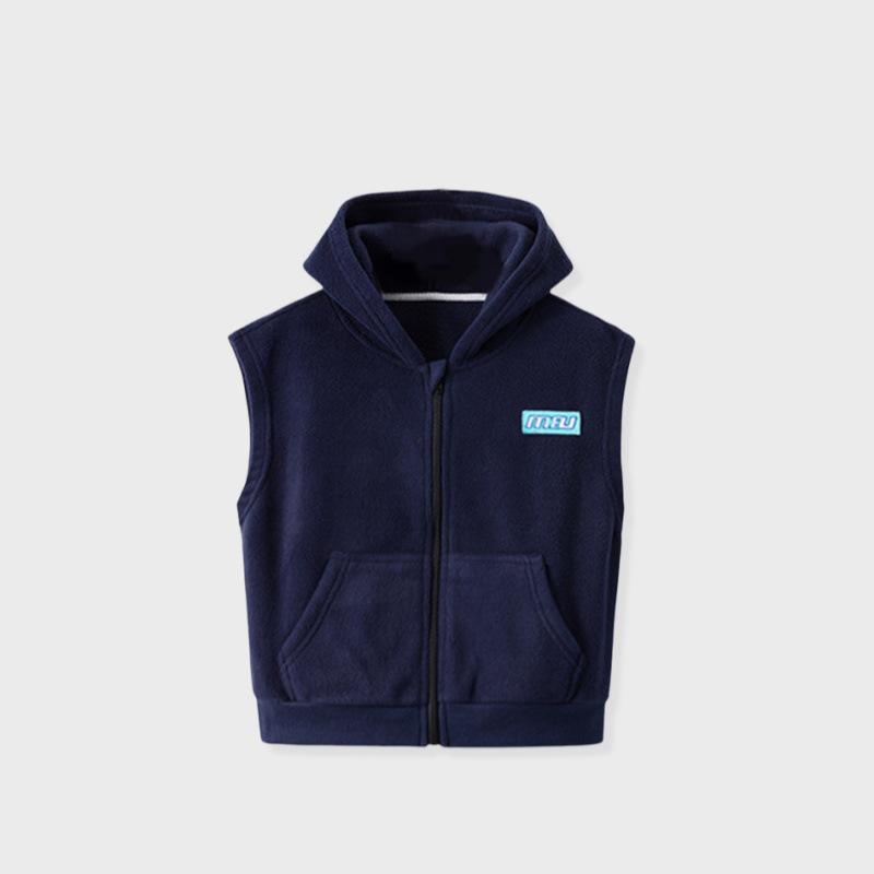 Kids' Hooded Fleece Vest - Sleeveless Autumn/Winter Style for Boys & Girls