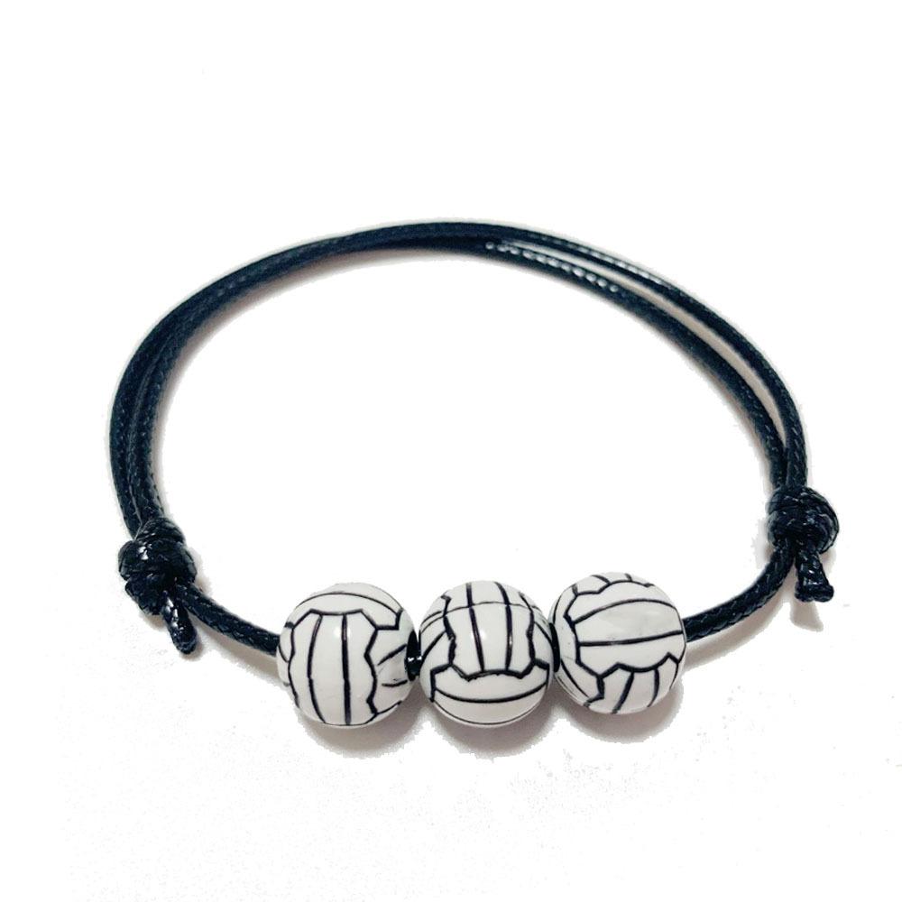 Football Basketball Tennis Rugby Hand Bracelet Wax Line Woven Tennis Rugby Bracelet Boys Girls Soccer Volleyball Beads Jewelry
