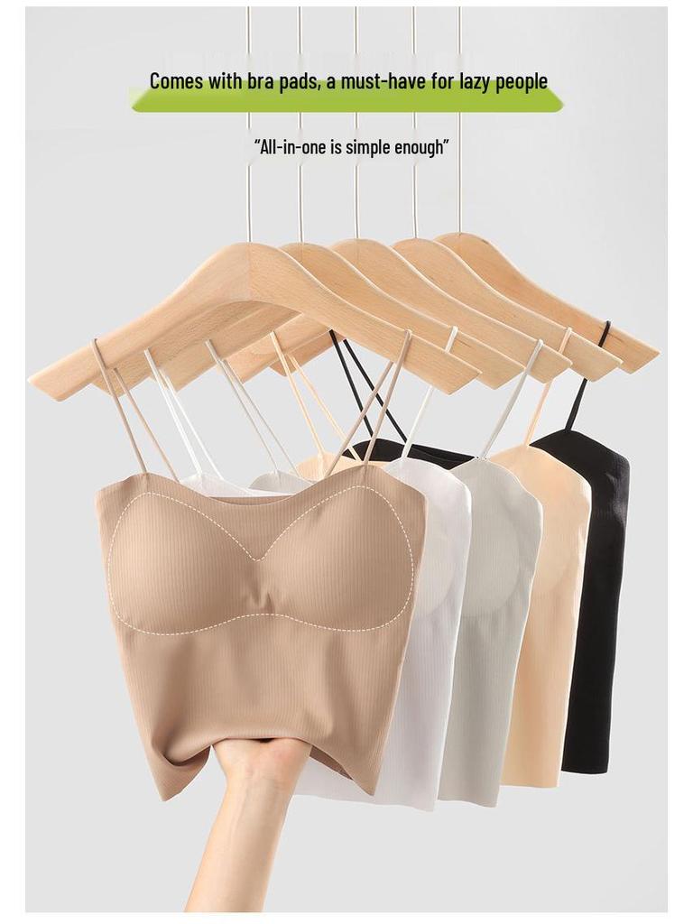 Geripptes Damen-Camisole mit Brustpolstern - Sommer-Weste BH & Oberbekleidungstop