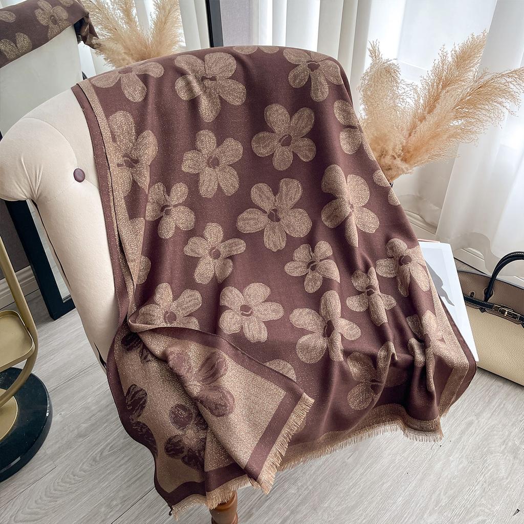 Women Scraves Golden-Embroidered Hijab For Muslim Ladies Ideal For Spring Fall Sun-Protective Stylish Headwear Shawl Scraf