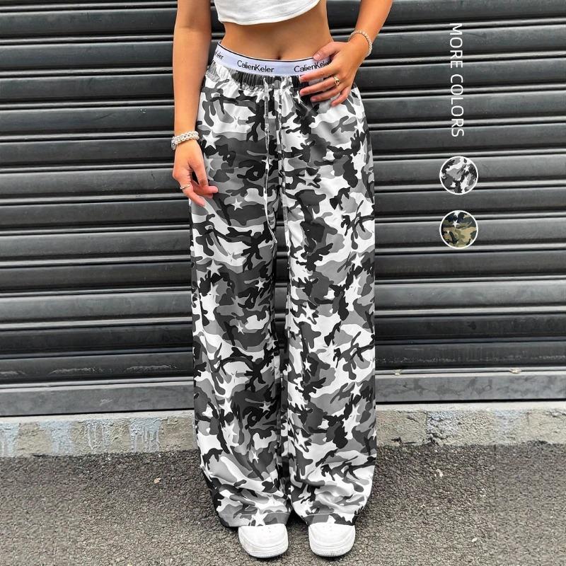 Women's Clothing European American New Camouflage Fashion Slim Low-waist Straight Leg Pants