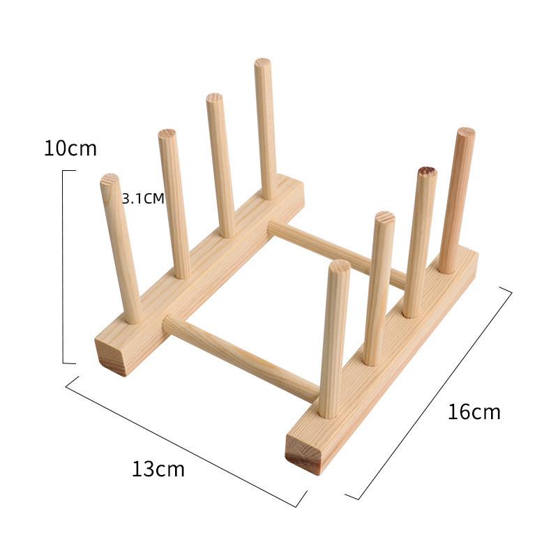 Wooden Dish Rack With Drip Tray For Kitchen Storage And Organization