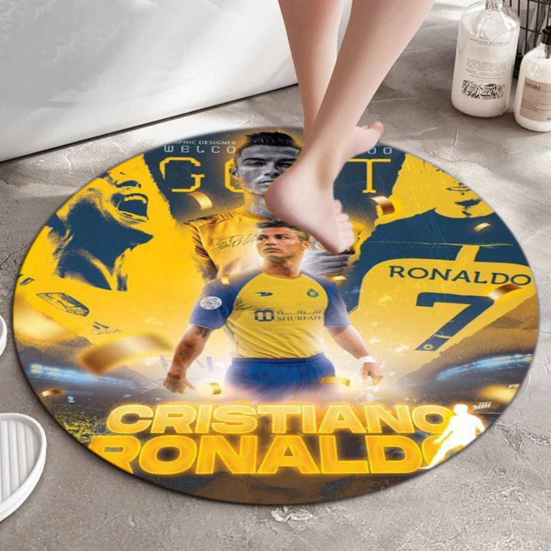 Former FC Barcelona player Cristiano Ronaldo plays for Al-Nassr FC round rug Home Soft Decorative Anti slip Table and Chair Carpet H18