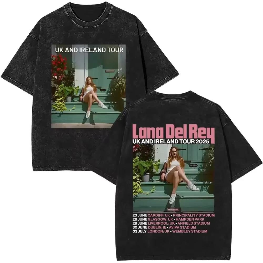 T-shirt Grafica Lana Del Rey Occhi Vintage Lavata Uomo Donna Moda T-shirt Oversize a Maniche Corte Maschile Casual Cotone