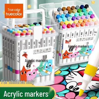 True Color 48-Color Washable Acrylic Markers for Student Graffiti and DIY Projects