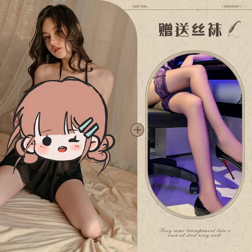 Sexy lingerie sexy perspective lace butterfly tulle suspender neck woman hot temptation split woman