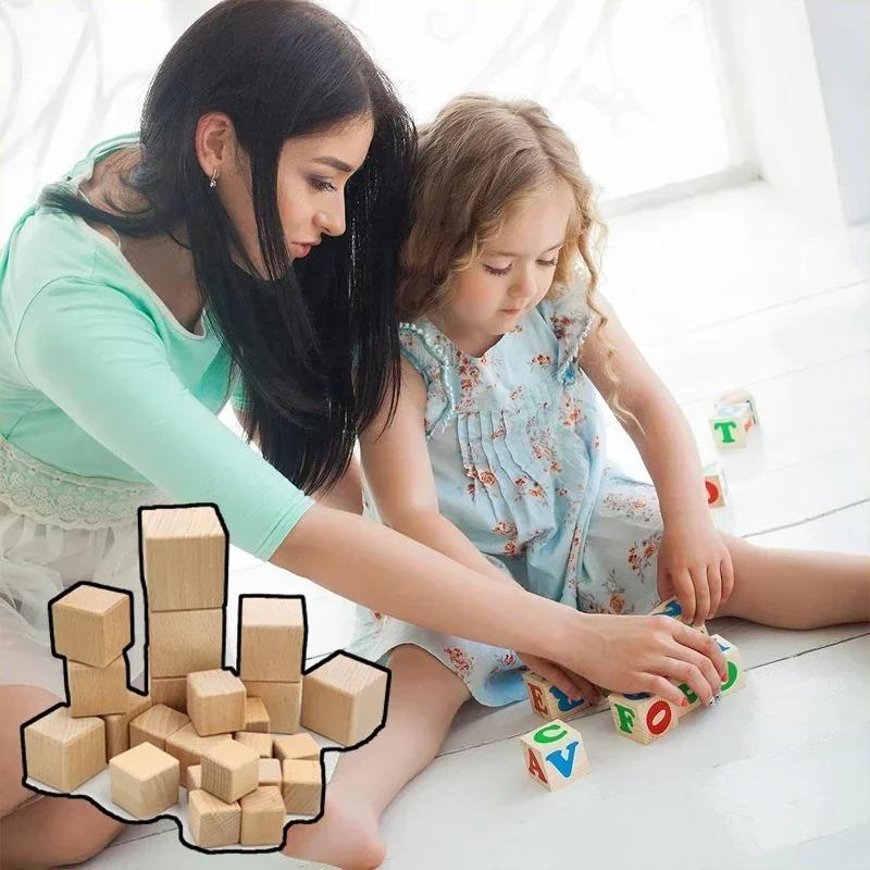 2-5cm Unfinished Blank Wood Cubes, Solid Smooth Wooden Blocks Ideal for DIY Painting Projects Home Decor and Artworks