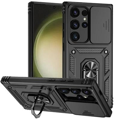 Ringständer Drehbar Schiebe Kameraobjektiv Militärische Schutzhülle Für Samsung Galaxy S24 S23 S22 S21 FE S20 Note 20 Ultra A16 A06
