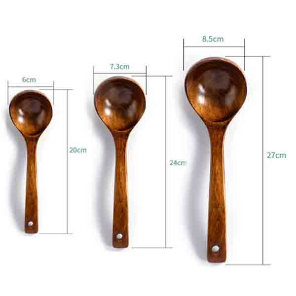 Kitchen Wooden Deep Cooking Spoon Wood Soup Porridge Ladle Scoop Spoon Utensil