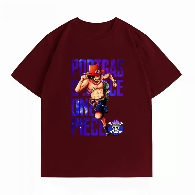 One Piece Portgas D Ace Print Tshirt Casual Short Sleeve Cotton Anime Streetwear Unisexs Tshirt