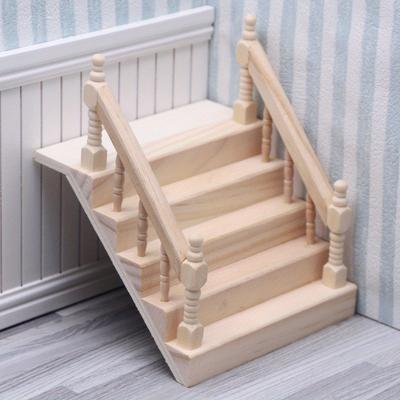 1/12 Scale Miniature Wooden Handrail Staircase Model Ornament - DIY Miniature Photography Props- Seasonal Decor - Perfect Gift
