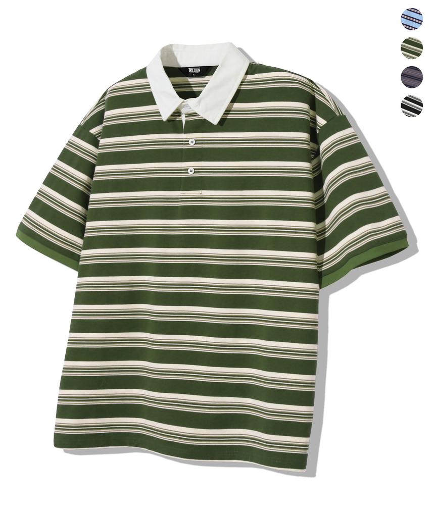 TRILLION Rugby Cotton Collared Oversized Short Sleeve T-Shirt_4Color