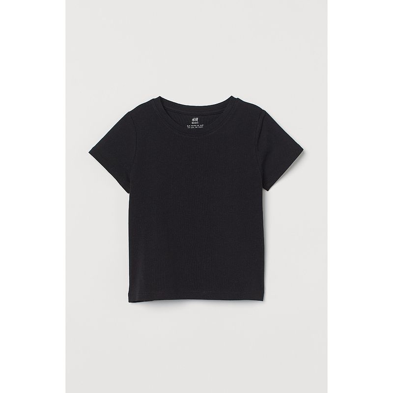 

HM Детская одежда Футболка для мальчиков Летняя простота Нижнее белье Круглый вырез Короткий рукав Топы 0611503 Black 110/56