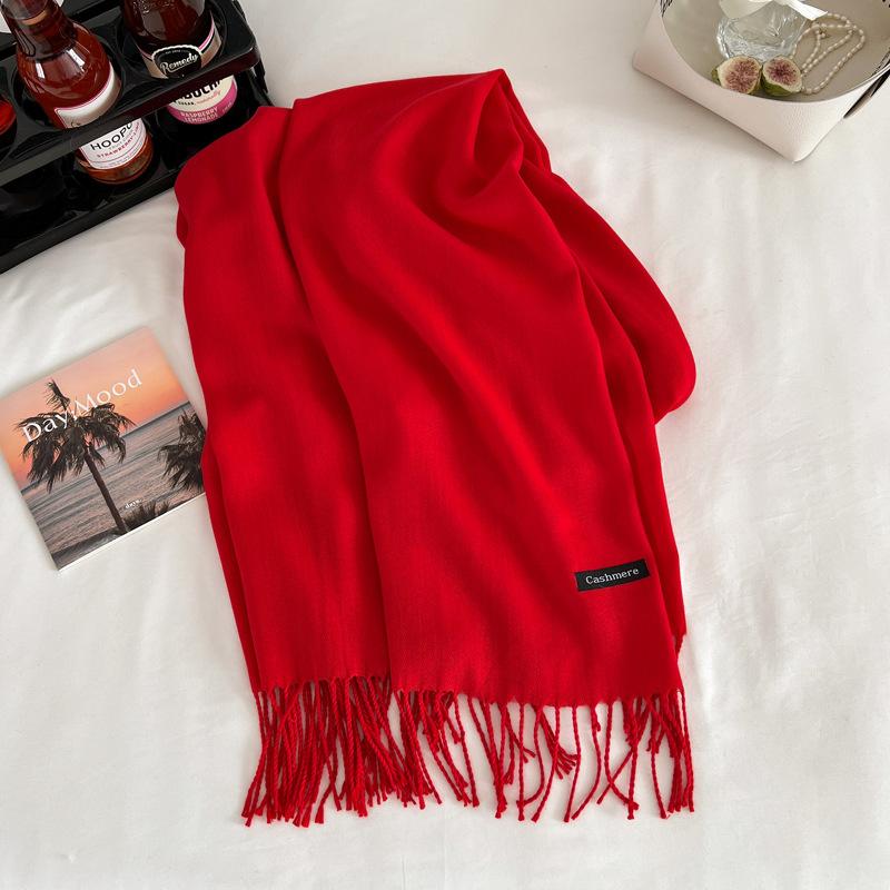 Green winter new solid color imitation cashmere scarf versatile gift men's and women's shawl tide