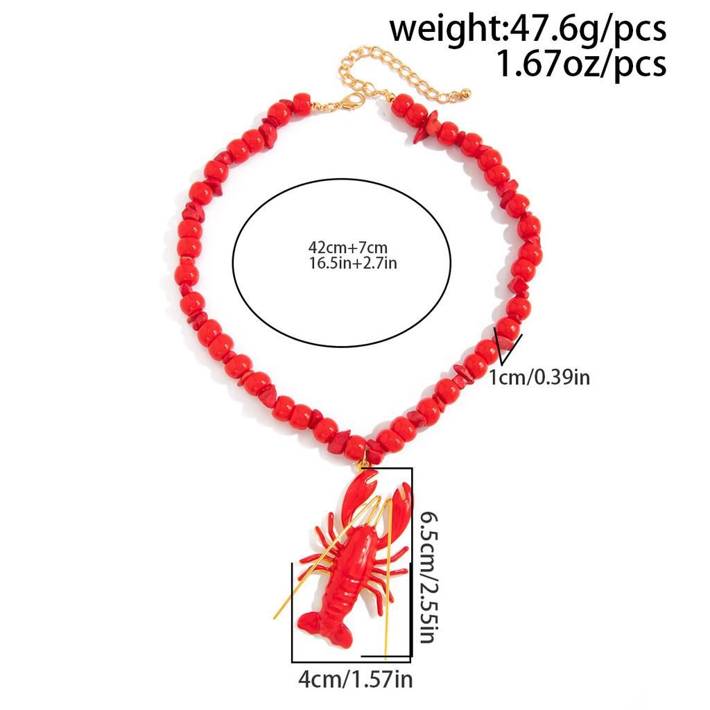 DIEZI Summer Bohemian Beads Lobster Crab Pendant Necklace For Women Party Vintage Fashion Statement Choker Necklace Jewelry