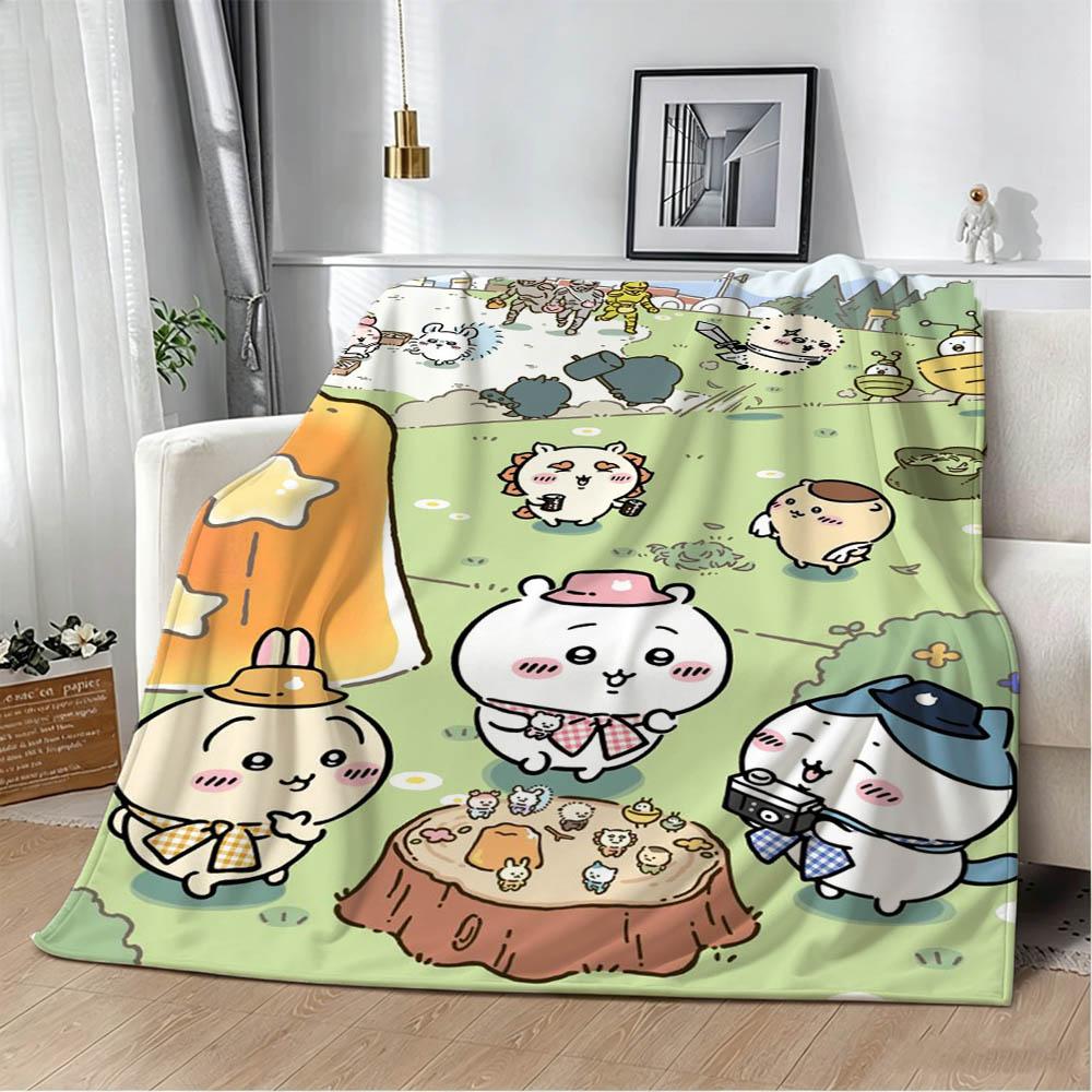Cute Kawaii C-ChiikawaS Cartoon Movie Flannel Blanket Soft Throw Blanket Art For Home Decor Bedroom Bed Sofa Picnic Fans Gifts